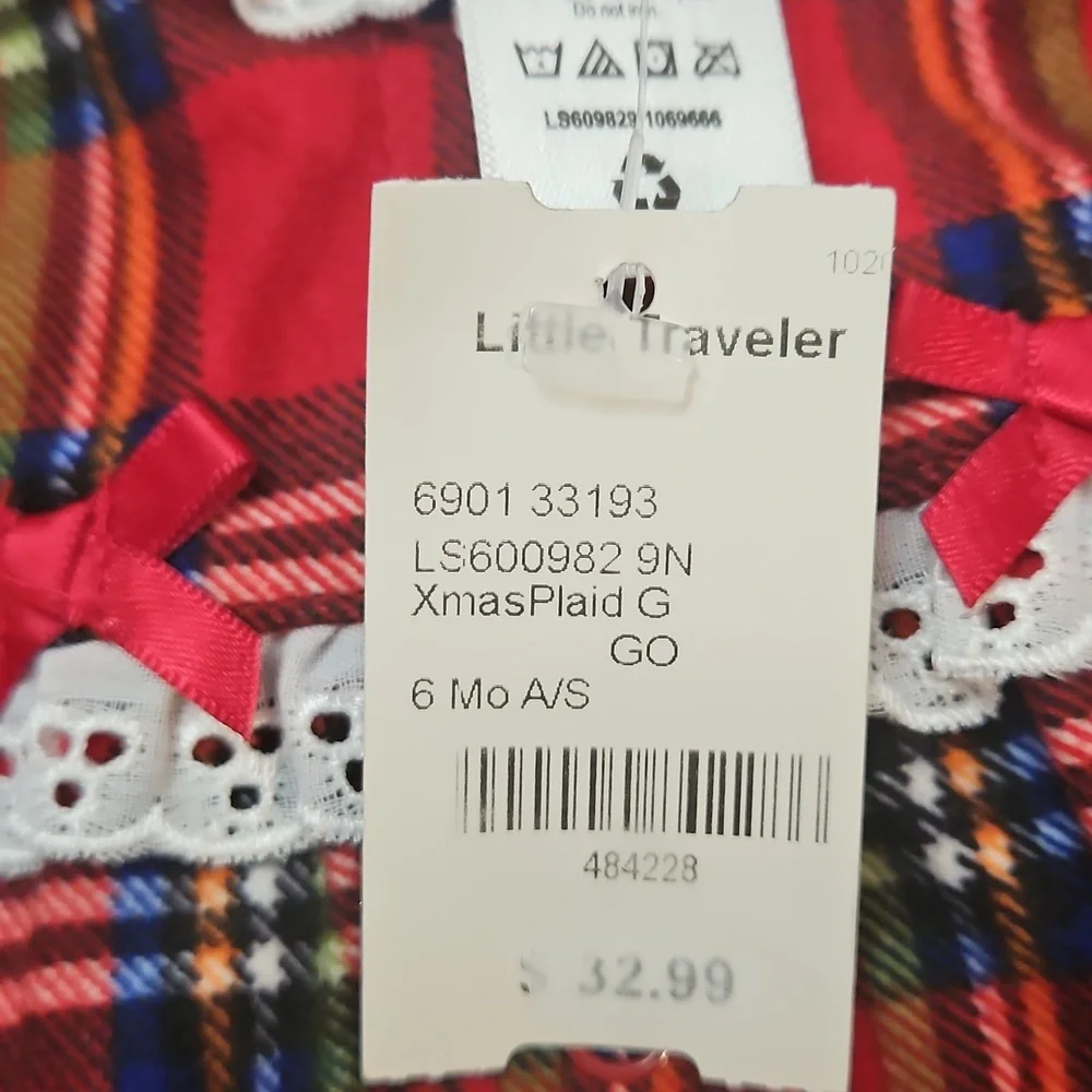 Little Me Plaid Ruffle Footie NEW Size 6 Mo Christmas Holiday Snap Closure
